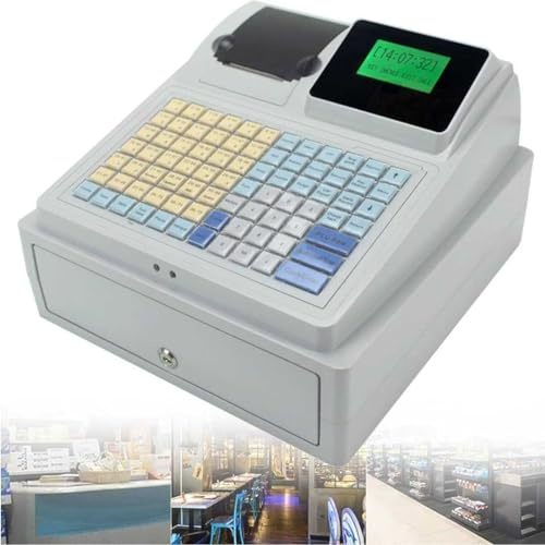 Generic Commercial Electronic Cash Register, 81 Keys Cash Register Till for Small Business with Thermal Printer and Large Cash Drawer - Ideal for Shopping Centers and Smart Tills