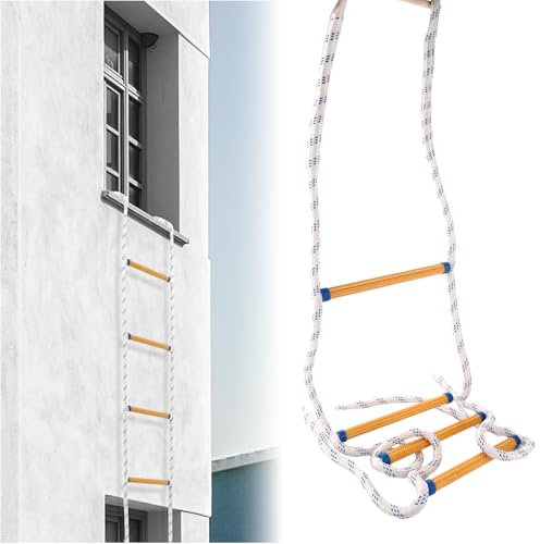 DAJAVE Échelle en tricot - Échelle de secours ignifuge - 2 m - Échelle de sécurité difficilement inflammable - Avec mousquetons - Pour extérieur, balcon, fenêtre, capacité de charge jusqu'à 900 kg