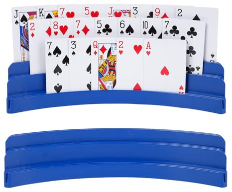 2 Pack Three-Layer Design Playing Cards Holders，Playing Card Holder for Kids Adults Hands Free Card Holder for Family Card Game Nights Poker Parties