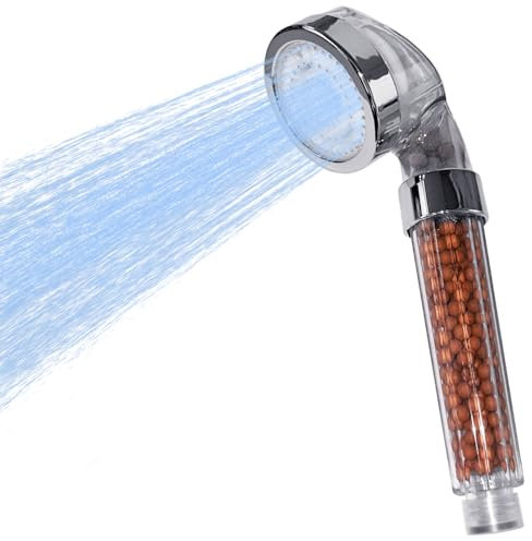 KCVV Glowing Shower Head Filter, High Pressure, 7 Color Changing Luminous, Transparent Finish, Wall Mounted, 2 Settings, Includes Shower Head and Hose