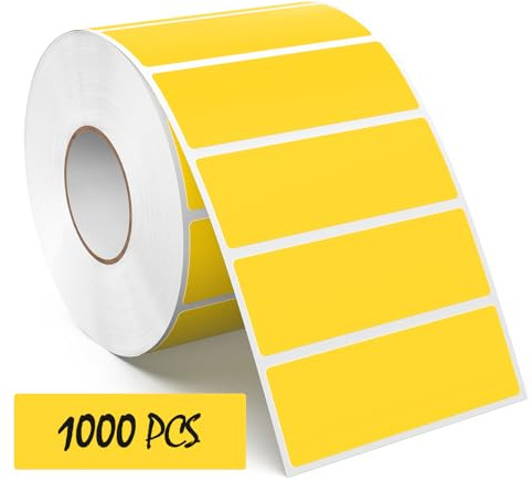 Meitaat 1 000 stycken gula rektangulära klistermärken 76 x 25 mm färgkodning självhäftande etiketter flyttbar rulle avtagbar