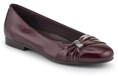 Bow-Detailed Heeled Ballet Pumps - Burgundy Patent Size 8