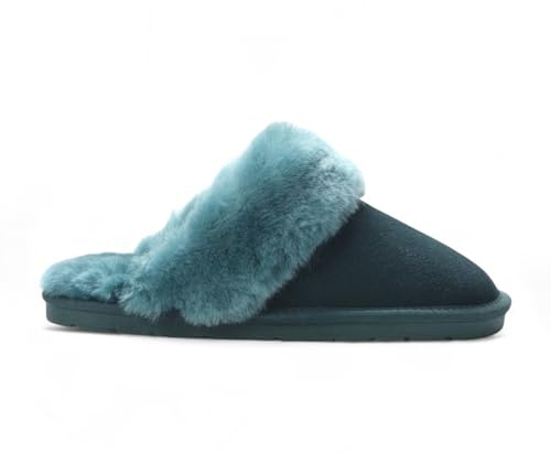 Chaussons Mules en Peau de Mouton Pour fFemme – Luna Warm, Chaussures D'Hiver D'Intérieur en Daim Véritable, Chaussures Confortables de Luxe Doublées de Fourrure de Mouton Véritable Pour Femme