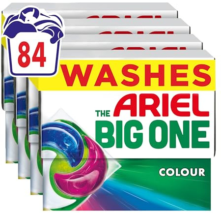 Ariel The Big One PODS® Washing Liquid Laundry Detergent Capsules, 4x21ct | Colour, 2X Stain & Odour Removal, Fast Dissolving Even in Cold
