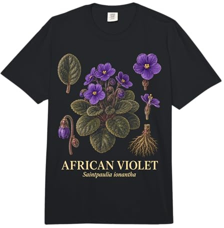 African Violet Saintpaulia Ionantha Vintage Plant Study Comfort Colors Adult Heavyweight T-Shirt