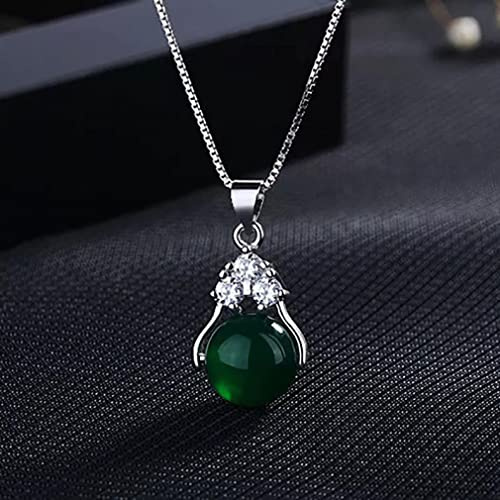 Rund grön röd agat hänge 925 smycken ädelstenar halsband för kvinnor halsprydnad för årsdag gåva