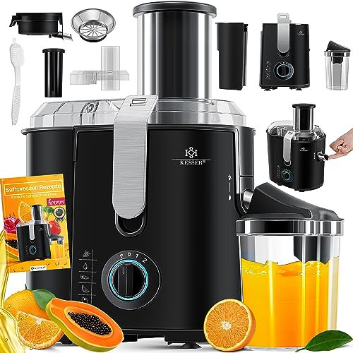 KESSER - Centrifugeuse en Inox Fruits et légumes 1100W, Extracteur de jus, Capacité 1L, Ouverture 85mm