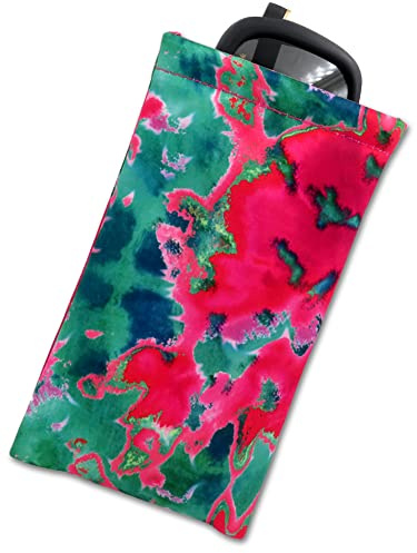 MyEyeglassCase Women’s Tie-Dye Soft Sunglasses Case – Squeeze-Top Pouch Holder for Glasses, Passport, or Small Electronics in Microfiber Print (CT8 Tie Dye Green)