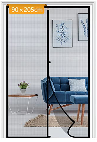 Yotache Fly Screen Door 90 x 205 cm, Reinforced Polyester Anti-Tearing Fly Net for Door, Black