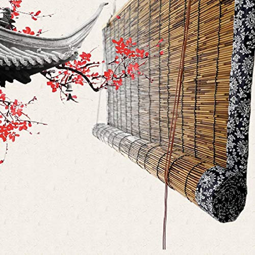 KDDFN Retro Bamboo Roll up Window Blind,Carbonization Bamboo Roller Blinds,Natural Reed Curtain,Roller Blinds Breathable,Roman Window Curtain,for Indoor/Outdoor,Customizable (70 * 140cm/28 * 55in)