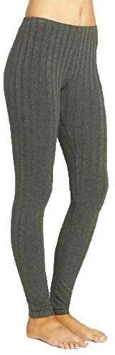 LUXE DIVA Ladies Chunky Cable Knitted Full Length Thick Leggings Women's Stretchy Pants Plain Warm Thick Chunky Cable Ladies Ribbed Knitted Leggings Charcoal