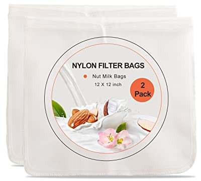 Kimmama Lot de 2 sacs à lait de noix, 30,5 x 30,5 cm, sacs à étamine, sacs à usage multiple pour amande, lait d'avoine, jus de céleri, lait de soja, café, yaourt et fromage