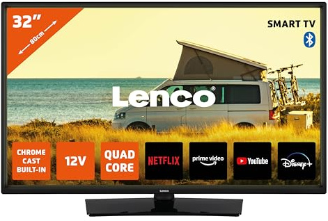 Lenco LED-3263BK (V2) - 32-Zoll Android-Smart-TV schwarz - Brillante Bilder, Flexibles Streaming & Integrierter Chromecast - HD-Ready, HDR, WLAN, Bluetooth - Ideal für Zuhause und Unterwegs