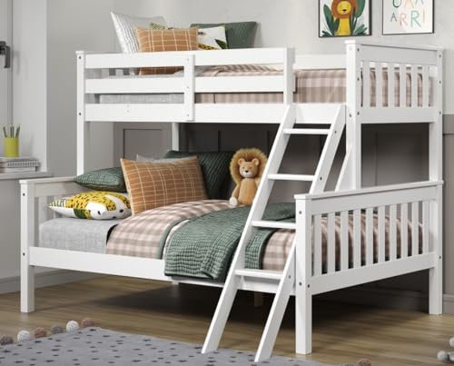 Genérico MUEBLESYA-Litera Madera Doble Juvenil Cama Matrimonio Blanca Lacada-Litera 135/90 90 cm x 190 cm Blanca lacada (Doble)