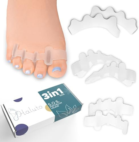 HALUTO 3 Paare / 6 Stk Zehenspreizer für alle Zehen - Zehentrenner für Überlappende Zehen - Toe Spacer - Ballenzehen Korrektur - Hammerzehen Korrektur - Zehenstrecker - Correct Toes - Toe Separator