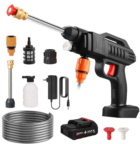 Akku-Hochdruckreiniger, 21 V Max 70 Bar Mobiler Akku-Hochdruckreiniger, 30000mAh Schaumgenerator Wasserpistole Spritzreiniger Autowaschanlage, für Auto, Terrasse, Fenster, Rasen, Pool (10000mAh)