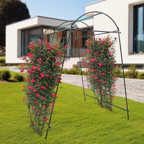 Arco de metal para enrejado de rosas con trenzado de enredadera trepadora, para huertos, pabellones, invernaderos de verduras, 1,15 x 1,83 x 2,3 m