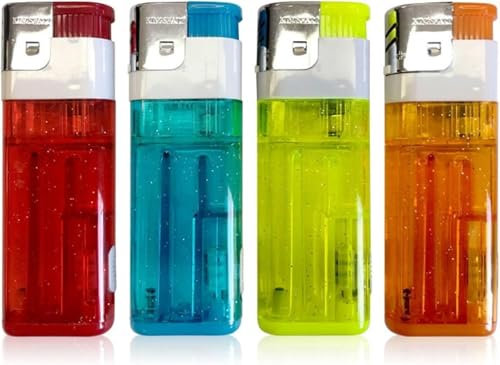 4 pezzi Jumbo accendini trasparenti accendini butano, accendini a fiamma morbida, accendino a olio di grande capacità, accendino a butano ricaricabile, accendino a carburante extra lungo e super resis