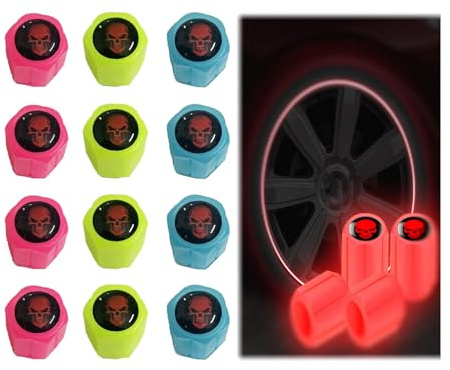 12 Couvercles de Valve Lumineux pour Voiture, Universels Couvercles de Valve de Pneu Fluorescents pour Voiture SUV, VéLo, Moto