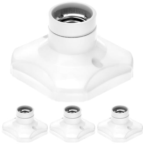 QWORK® 4 Pièces Douille Ampoule Plafond Electrique E27, Douille à Vis E27 avec Base en Céramique, AC 220V Douille de Lampe, pour Ampoules LED
