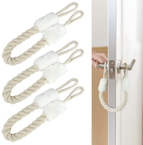 3 Pcs Butoir de Porte, Butée de Porte en Coton, 60cm Arrêts de Portes Corde Anti Pincement pour Animaux Domestiques et Enfants Protection Des Doigts (Blanc)