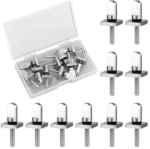 BOXOB 10pcs Surfboard Fin Screws, 316 Stainless Steel Paddle Board Fin Screw and Plate Surfboard Surfing Accessories with O-Rings for Surf Longboard & SUP