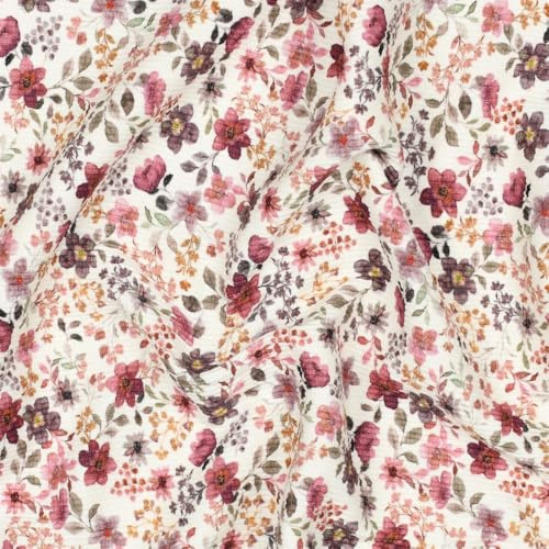 MAGAM-Stoffe Matteo Rippen Jersey Mode Stoff Meterware 50cm (Fiona Blümchen rosa)