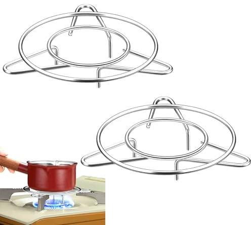 ZAHD 2 pièces Réducteurs à gaz en pour plaque Pot Cuisinière Support Réducteur Anneau Anneau de Gaz Réducteur Sous-Plat Pour Support de plaque de cuisson au gaz pour carafes à café et à lait (Argent2)