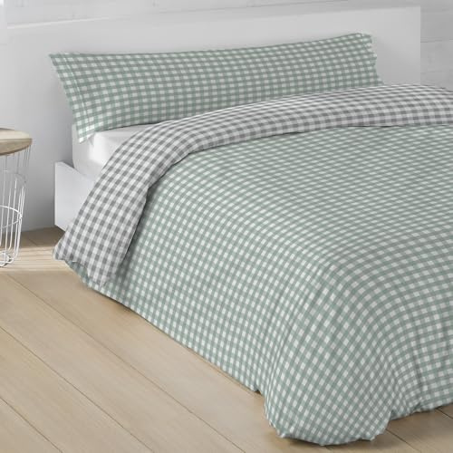 LEBENGOOD Juego de Funda Nórdica 50% Algodón para Cama 90x190/200 con 1 Funda Almohada y 1 Funda de Edredón Colcha Sábana. Juego de Ropa Cama (F.Vic Verde 90)