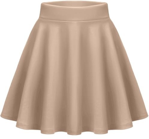 Zeagoo Damkjol basic solid mini skater kjol sommar kort klockor kjol mångsidig stretchig hög midja A-linje tenniskjol danskjol | Hög midja, minikjol, elastisk linning, tenniskjol, danskjol, festival/fest/rave outfit, XS-XXL