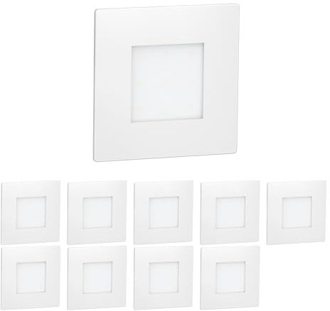 ledscom.de 10 Stück LED Treppenlicht/Wandeinbauleuchte FEX für innen und außen, eckig, 85 x 85mm, warmweiß