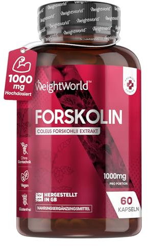 Forskolina Pura 1000mg de Concentración 60 Cápsulas Veganas - Potente Suplemento Dietético del Extracto de Coleus Forskohlii, Apoyo Para las Dietas Keto, Bajas en Grasas y Carbohidratos Para 1 Mes