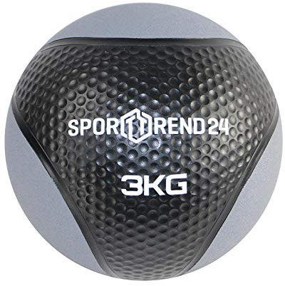 Sporttrend 24® Medizinball 1kg, 2kg, 3kg, 4kg, 5kg, 6kg, 7kg, 8kg, 9kg, 10kg, 12 kg in schwarz | Gewichtsball, Trainingsball, Gewicht Ball, Bälle, Fitness (Schwarz, 3 kg)