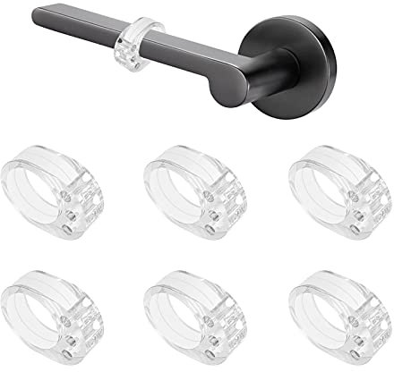 VABNEER Türstopper Klinke, transparente Türklinkenpuffer Türgriffschutz von Wänden und Möbeln (6 Stücke O-Förmiger, Transparent)
