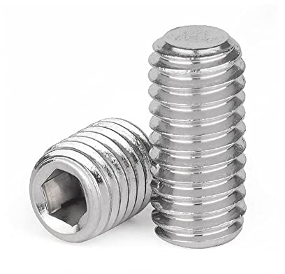 Junter 30pcs M10-1.0 x 10mm Fine Thread Metric A2 Stainless Steel Flat Point Grub Hex Socket Set Screws Metric DIN913