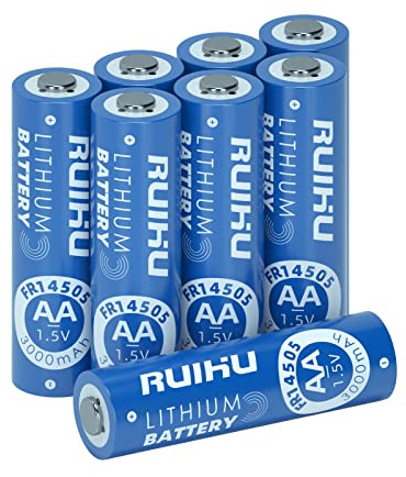 RUIHU AA Batteries 8 Pack Lithium Iron Double A Batteries 1.5V 3000mAh Longer Lasting AA Lithium Batteries for Blink Camera, Blink Battery Replacement Non-Rechargeable(Lithium AA-8 Count)