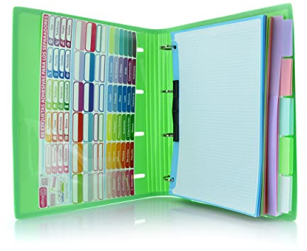 Archivador & Block A4 Blush Pastel - Archivador de 4 anillos, bordes reforzados, cierre elástico, 100 hojas + 10 separadores dobles + 80 indicadores adhesivos