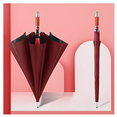 REOTEL Extra-Large Size Golf Umbrella 55in, Automatic Heavy Cane Stick Umbrella, Sturdy Windproof, 8 Lotus Kiel Fiber Bone Retro Long Handle Straight Rod Umbrella,Rot
