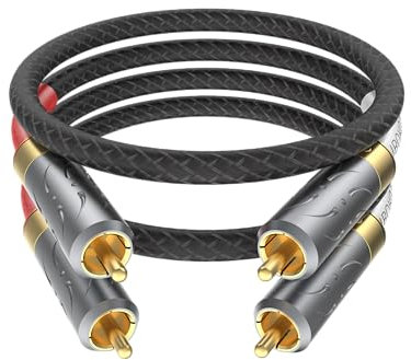 Viborg ren koppar High End Cinch kabel 2 m VA801 2X RCA/2x RCA, 5N OFC Dirigent HiFi RCA-kabel – 100 % helskärmning med ren koppar ren koppar förgylld RCA-kontakt