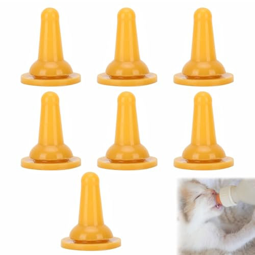 Aufzuchtflasche Haustier Hund Katze,7 Stück Aufzuchtflasche Nippel Haustier Flaschen Ersatz Nippel,Katzen Futterflasche,Haustier Fütterer für Neugeborene Kätzchen,Kaninchen,Welpen (Keine Löcher)