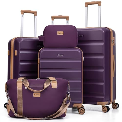 Eeeza Luggage Sets 5 Piece, Suitcases with Wheels,ABS Hard Case Luggage with TSA Lock Spinner Wheels,Carry On Luggage Set (20/24/28 Inch)