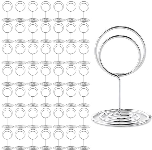 Cobenga 50 piezas de portanúmeros de mesa, 2 pulgadas, miniportatarjetas de mesa, soportes para números de mesa, soporte para notas, soporte para sujetar fotos, soporte para fotos de mesa