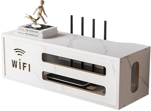 Scatola Router WiFi da Muro, scatola di immagazzinaggio del router, Scatola Nascondi Cavi da Parete, Scatola di Immagazzinaggio Cavi, Router e Prese(White)