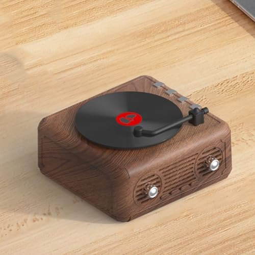 Enceinte rétro Bluetooth avec radio FM portable et lecteur CD rétro compatible Bluetooth pour la maison, le bureau, décoration vintage (grain de bois)