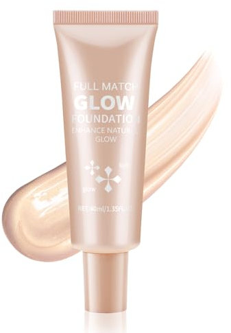 Boobeen Flüssigfoundation Makeup, wasserfeste taufrische Foundation mit leichtem Schimmer, Illuminator Highlighter, leuchtende Seidenfoundation zur Verbesserung des natürlichen Hautglanzes