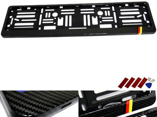 RZG 1 soporte para matrícula de coche alemán de fibra de carbono hidrográfica, color negro