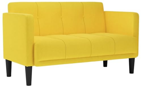 vidaXL Sofá de Dos plazas Amarillo de 111 cm con tapizado de Tela
