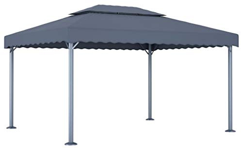 Gecheer Tonnelle 400x300 cm Anthracite Aluminium, Tente de Réception Gazebo Pavillon Extérieur Belvédère pour Jardin, Camping, Festival, Fête, Marriage, BBQ, Terrasse, Plage