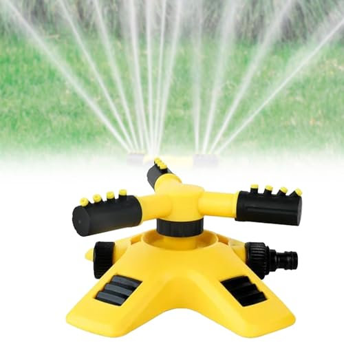 Garden Sprinkler Automatic Lawn Water Sprinkler, Sprinklers for Lawns, 360 Degree 3 Arm Rotating Gardern Sprinkler Irrigation System for Watering Your Lawn Plants Flowers Veggies (1-Count)
