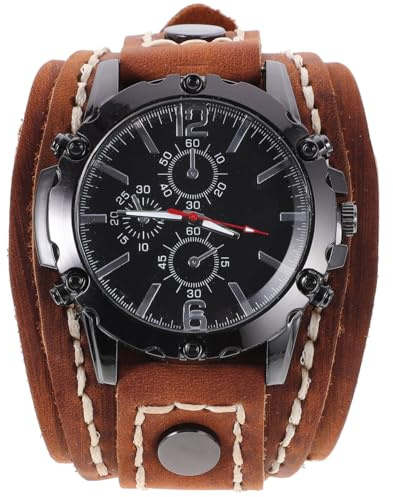 Beaupretty Bracelet Montre en Cuir Vintage pour Homme Montre Décontractée en Cuir Ajustable Hypoallergénique pour Occasion Taille Standard